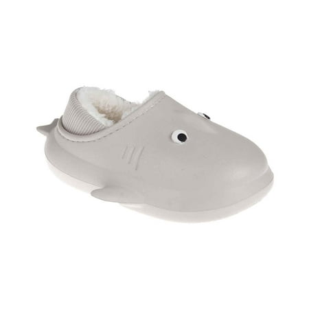 

FOAMWALK Toddler Boy s Novelty Clogs with Sherpa and Fur Lining - Cute Shark and Dog Clogs for Toddler Gray 9-10