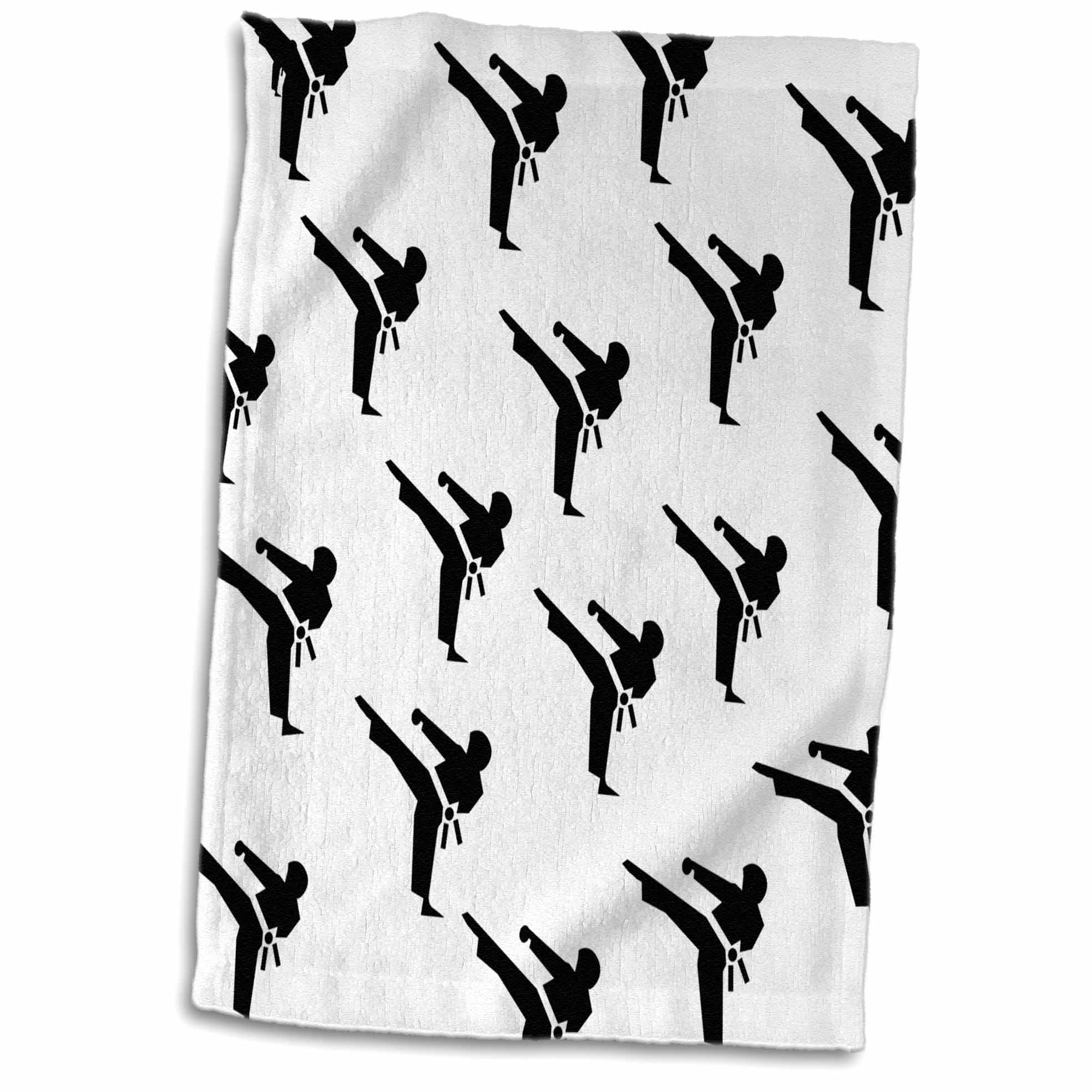 3dRose Print of Cartoon Karate Repeat Toss - Towel, 15 by 22-inch