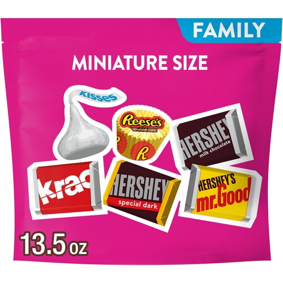 HERSHEY'S and REESE'S Miniatures Assorted Chocolate Flavored Candy Family Pack, 13.5 oz