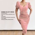 thumbnail image 3 of Vestido Ajustado De Terciopelo Para Mujer, Vestido De Fiesta De Cóctel Elegante Ajustado Con Manga Corta Abombada, Función Moldeadora De Levantamiento De Cadera, 3 of 7