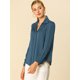 thumbnail image 4 of Camisa de trabajo de manga larga con blusa elegante con cuello en V de oficina para mujer gris azul XL INSPIRE CHIC Camisa, 4 of 6
