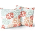 thumbnail image 2 of Coastal Coral Teal Pillow Covers 18X18 Inch Beach Ocean Themed Couch Pillow Cases Nautical Summer Sea Throw Pillows Set of 2 Modern Home Decor for Room Bedroom Porch Patio Cushion Outdoor, 2 of 6