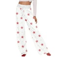 thumbnail image 2 of Women Winter Soild Color Pants Full Length Long Trousers Sports Pants with Star Print and Drawstring for Fun and Comfortable Use,Vermilion,3XL, 2 of 8