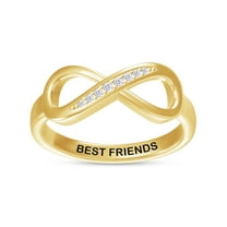 AFFY Infinity Promise Ring for Women | Round White Natural Diamond "Best Friends" Stackable Wedding Bands Ring | 18K Yellow Gold Vermeil Jewelry Gifts For Her (0.05Cttw)-5
