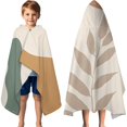 thumbnail image 3 of Brown Boho Plant Pattern Hooded Bath Towel，60"x35" for Ages 3 To 12 Kids, Quick Dry Lightweight Soft Microfiber Hood Beach Towel Cover Up for Kids, 3 of 7