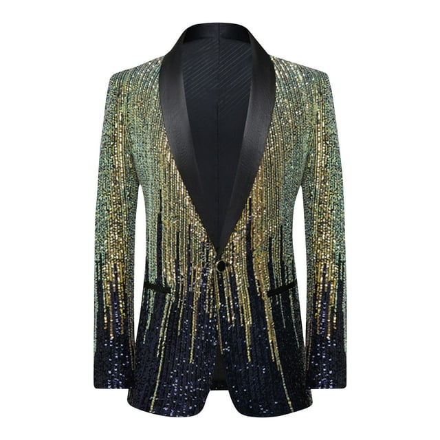 Pisexur Mens Suit Jacket Men's Court Style Solid Color Sequin Performance Suit Breasted Suit Jacket Mens Blazer Jacket Blazer for Men Sports Coat for Men