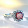 thumbnail image 3 of 8*8mm Princess Red Zircon Ring White Gold Filled Engagement Jewelry Size 6-10, 3 of 5