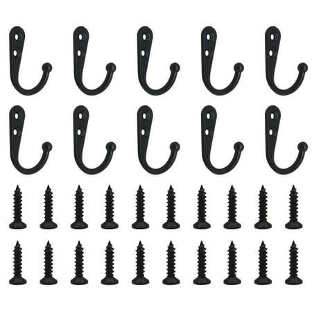 

Xinwanna 10Pcs Wall Hooks Reusable Good Load-bearing Zinc Alloy Saving Space Door Hanger for Bathroom (Black)