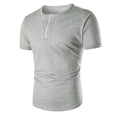 thumbnail image 1 of Jusqu'à 50 % de Réduction! Aqestyerly Chemise à Manches Courtes Col en V Patchwork Boutons Pull T-Shirt Tops, 1 of 1