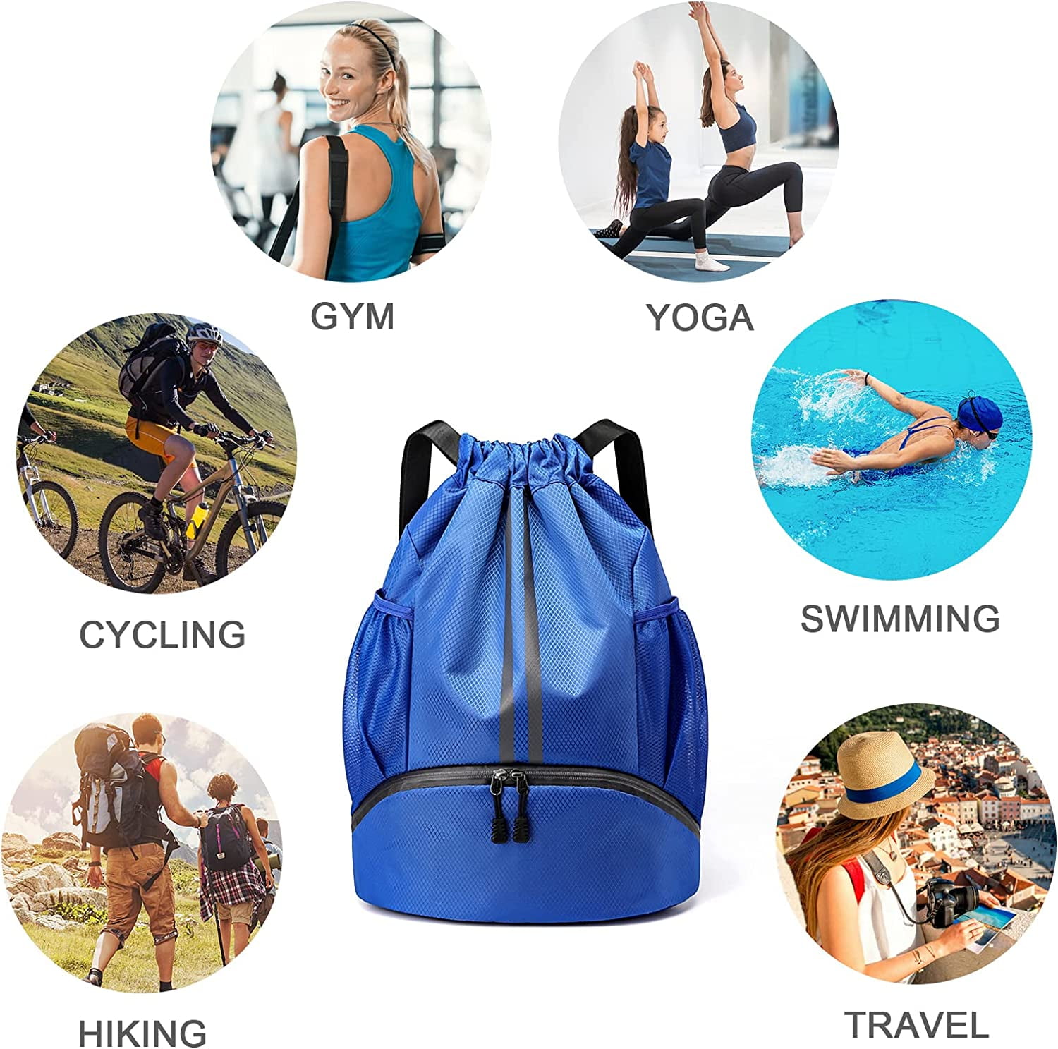 Durable Swimming String Sack with Handle for Sports Yoga Beach Travel -  China Drawstring Backpack and Swimming String Sack price