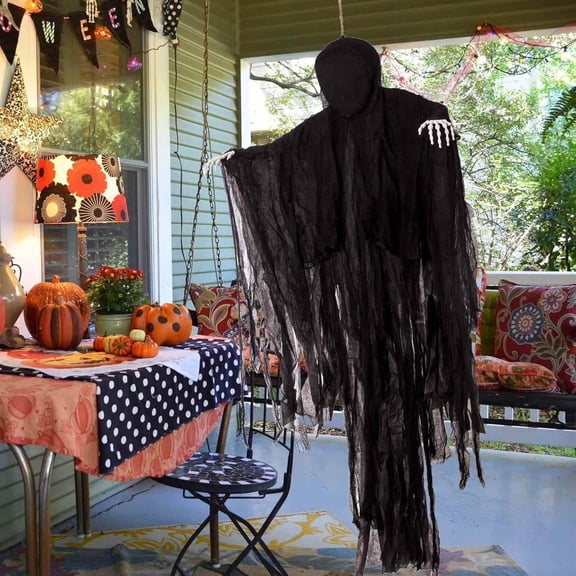 Clearance Hangs under $5,63” Halloween Decorations Outdoor Grim Dark Faceless Hanging Decor In Black Robe For Halloween Yard Tree Hanging Decorations House Outside Decor
