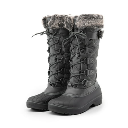 

Dream Pairs Women s Warm Faux Fur Lined Mid Calf Winter Snow Boots GREY Size 12