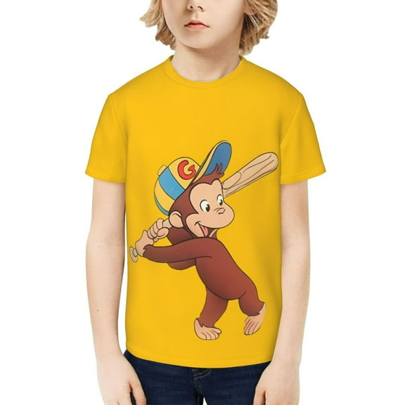 Curious George Novelty Shirt for Boys 3D Printed T-Shirt Fashion Tees Cool Merch for Kids