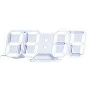 3D LED Digital Clock Electronic Table Clock Alarm Clock Wall Glowing Clocks White