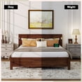 thumbnail image 5 of Sesslife King Size Bed Frame with Headboard & Footboard, Wood Platform Bed with Built-in LED Lights, Charging Station, Modern Farmhouse King Bed Frame with Slats, No Box Spring Needed, Walnut, 5 of 11