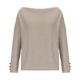 thumbnail image 3 of GigrtiJin Women Long Sleeve off the Shoulder Tops Casual Loose Button Solid Color Going out Pullover Sweatshirt, 3 of 8