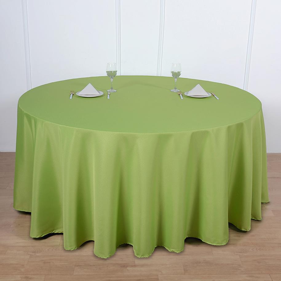 Efavormart 120" Apple Green Polyester Round Tablecloth