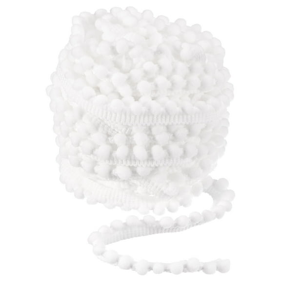 Uxcell 10 Yards Pom Pom Ball Fringe Trim Ribbon Sewing Accessory DIY Crafts, 5mm White