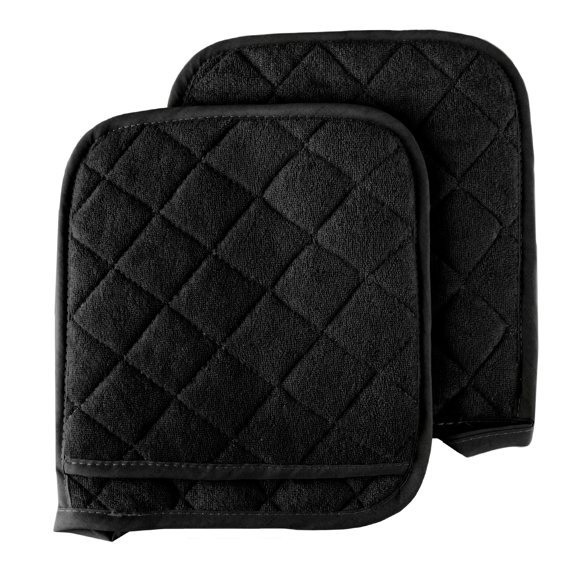 Pack of Four 4 Black Home Store Cotton Pot Holders 2 Sets of 2