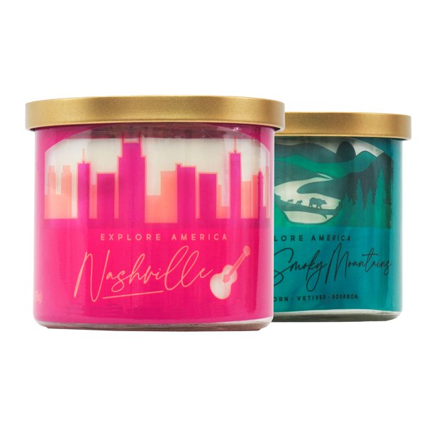 Mainstays 14 Ounce 3 Wick Candles Nashville and Great Smoky Mountains