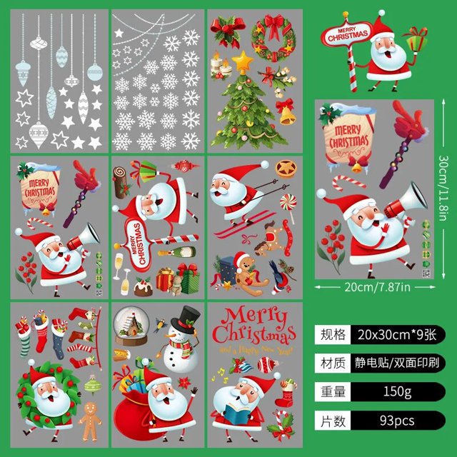 Pegatina de pared de Feliz Navidad, decoración navideña de vidrio para ventana, para el hogar, sala de estar, 2024, 2024