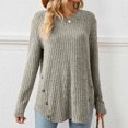 thumbnail image 6 of Usmixi Winter Sweater for Women Knitted Pullover Tops for Women Loose Casual Round Neck Thin Lightweight Sweater Tunic Casual Solid Sweater Fall Long Sleeve Tops 2023, 6 of 7