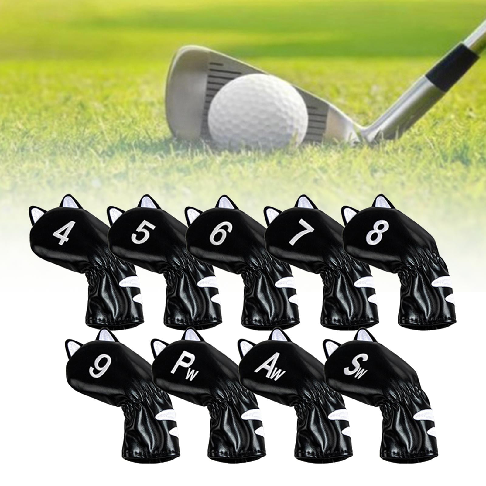harayaa Golf Club Head Covers Mallet Putter Cat Pattern Accessories Putter Cue Headcover 9pcs Iron Black