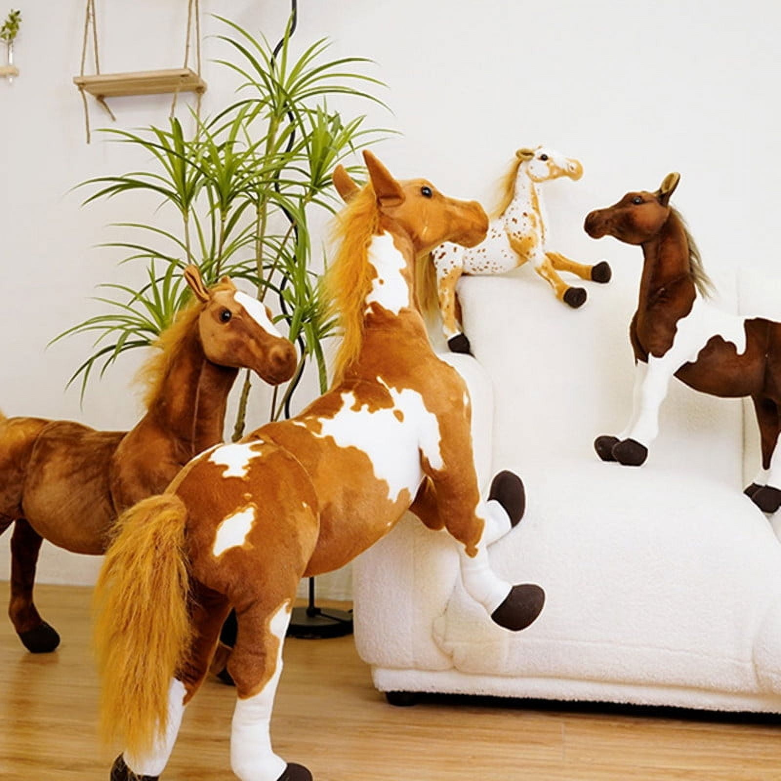 Realistic Horse Plush Toy, Soft Lifelike Stuffed Horse, Detailed Equestrian Plushie for Kids, Adults & Horse Lovers, Perfect Birthday, Christmas & Equestrian Gift