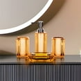 thumbnail image 3 of HXRH Clear Acrylic Bathroom Accessories Set,4 Pieces Lotion Bottle Toothbrush Holder Soap Dish,Soap Dispenser Mouthwash Cup Set,Senior Bathroom Home Decor (Amber), 3 of 7