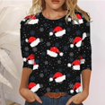 thumbnail image 1 of Ichuanyi liquidación de la moda femenina de la moda holgada 3/4 mangas blusa redonda de cuello redondo ICHUANYI WER202308212161, 1 of 4