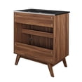 thumbnail image 5 of Modway Soma 30" Modern Wood Bathroom Vanity with Rattan Door in Walnut/Black, 5 of 16