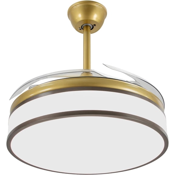 Retractable Ceiling Fan with Lights and Controller 42" Modern Fandelier Ceiling Fan with 3 Light Color Change 6 Speed Reversible Timing for Bedroom Dining Room (Bronze)
