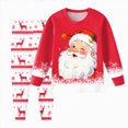 thumbnail image 2 of NOLDARESChristmas 2 Piece Girl Boys Pajamas Kids Long Sleeve Pajamas Pjs Printed Sleepwear Set for Toddler Baby Xmas Loungewear X131-Red, 2 of 5