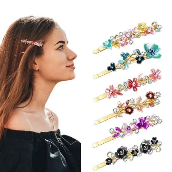 12 Pieces French Vintage Flower Hair Clips, Gold Tone Rhinestone Floral Barrettes Bobby Pins for Women, Elegant Hair Accessories for Wedding Party Daily Use
