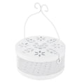 thumbnail image 2 of Soporte de bobina para mosquitos Soporte de cenizas de metal Caja de quema de incienso de bobina portátil redonda (blanco), 2 of 8