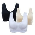 thumbnail image 3 of 3PCs Women Plus Size Sport Bras Seamless Breathable Underwear Wireless Racerback Bralettes Vest Sport Underwear Top, Multicolor, M-3XL, 3 of 7