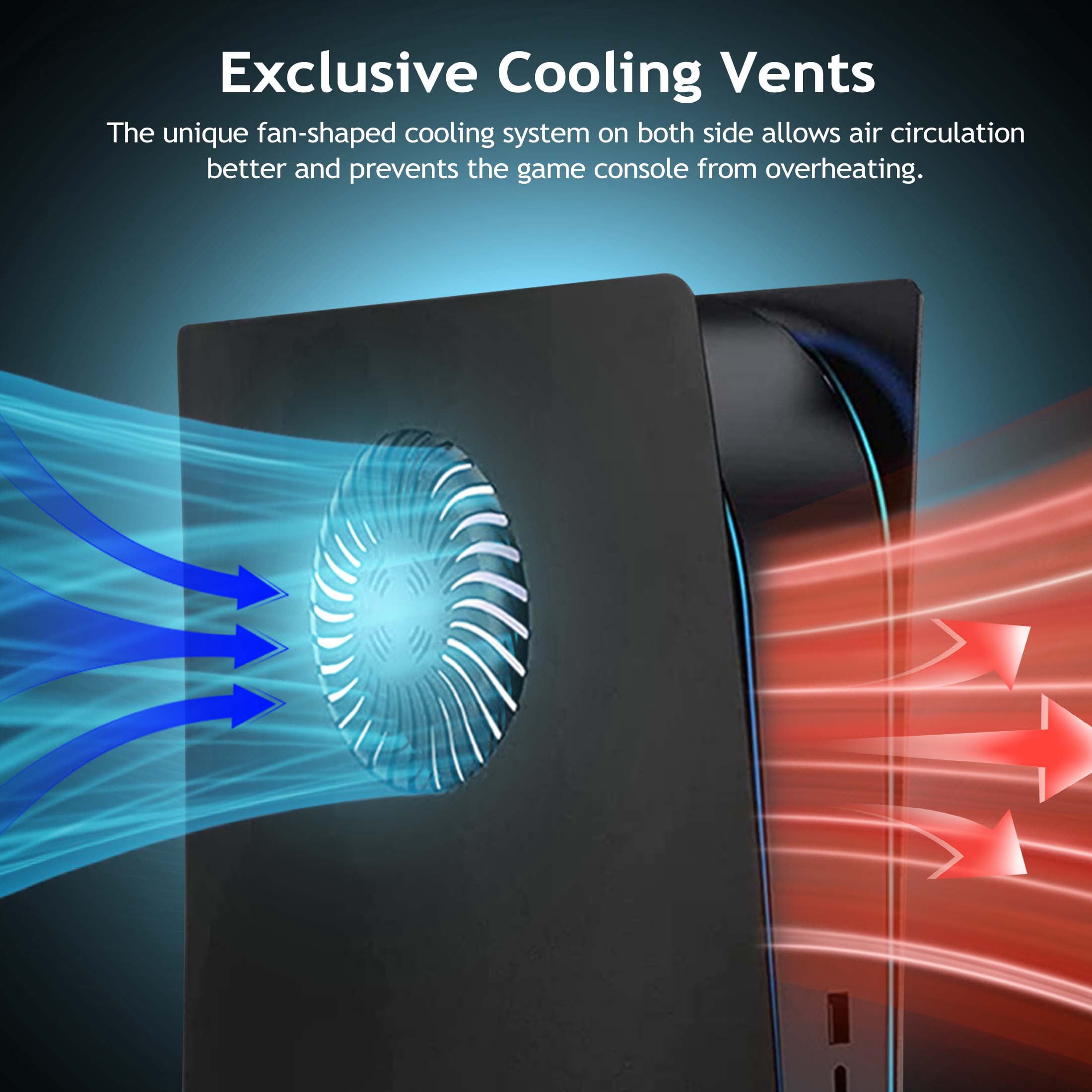 PS5 Cover Plates Faceplate for Original PS5 Digital Edition with Enhanced Cooling Vents & Dust Filter, Black