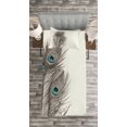 thumbnail image 3 of Ambesonne Peacock Quilted Bedspread Set 2 Pcs, Feathers of Exotic Bird, Twin Size, White Taupe and Blue, 3 of 3