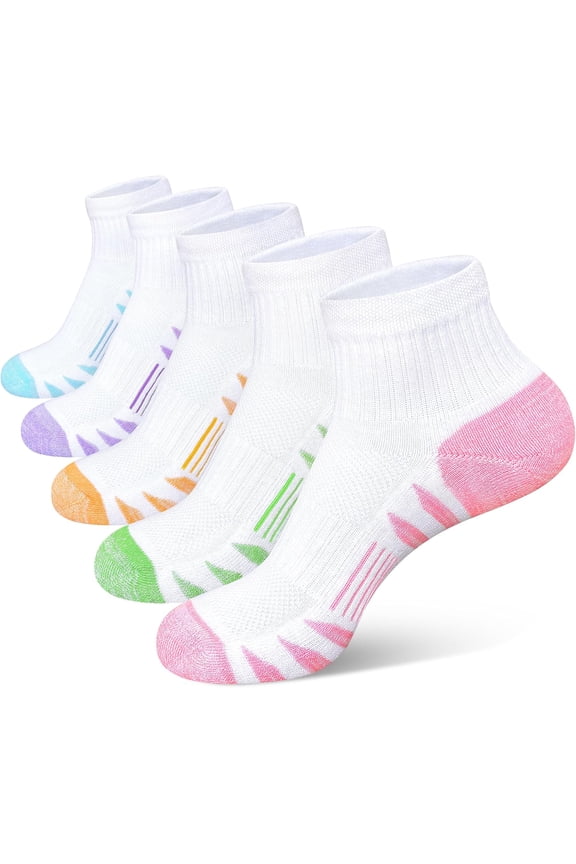 Womens Ankle Anti-blister Thick Cushioned Cotton Wicking Hiking Athletic Running Socks 5 Pairs