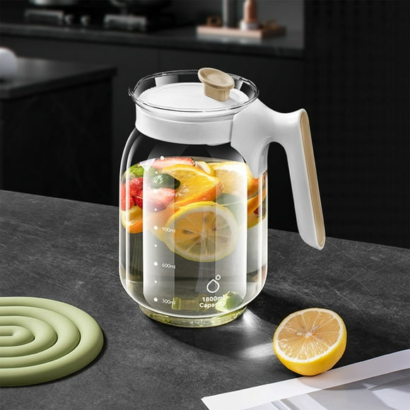 Clearance under $5 Fufafayo Glass Pitcher Jug with Lid,Glass Carafe for Hot/Cold Water, Iced Tea Pitcher, Pitcher for Coffee