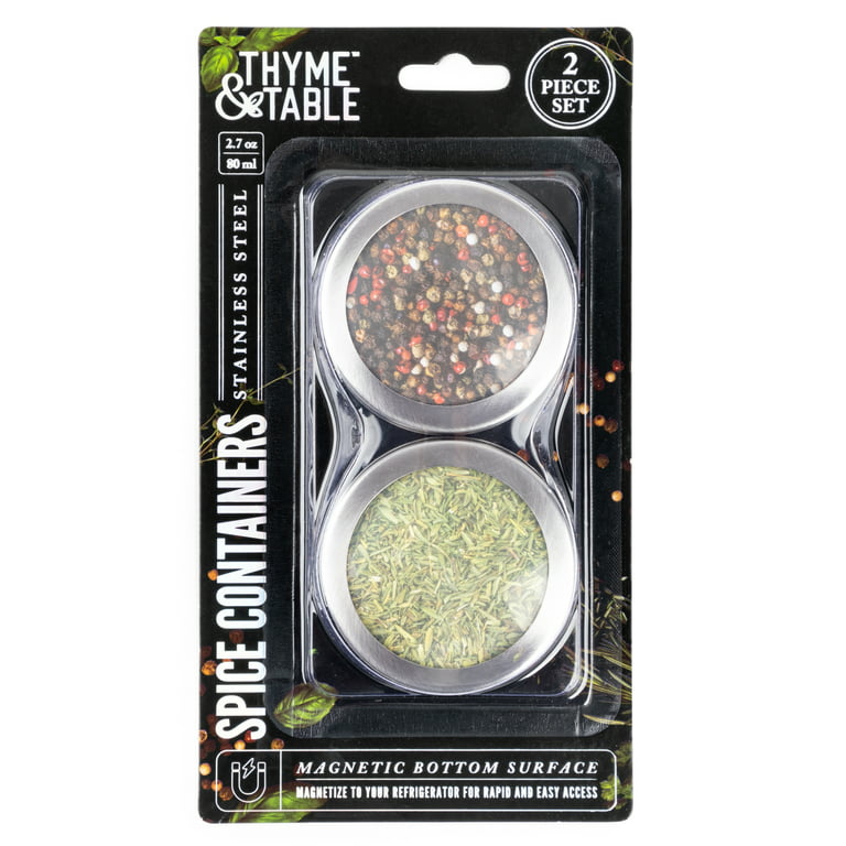 Thyme & Table Stainless Steel Magnetic Spice Containers, 2-Piece Set 