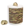 thumbnail image 2 of Camo Piggy Bank, Summer Season Pattern Abstract Concept Comb Like Mosaic Form Illustration, Ceramic Coin Bank Money Box for Cash Saving, 3.6" X 3.2", Green Brown Dark Brown, by Ambesonne, 2 of 4