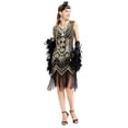 thumbnail image 4 of Vestido estilo flapper vintage de los años 20 con escote en V y doble borla, disfraz de Gran Gatsby para cosplay, fiesta de cóctel, baile de Charleston, vestido con lentejuelas y tachuelas, 4 of 5