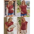 thumbnail image 4 of EKOUAER Womens Maternity Shirts 3 Packs Side Ruched Pregnancy Tee Top Flying Short Sleeve Tunic Blouse Mama Clothes Black/Army Green/Wine Red, 4 of 6