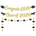 thumbnail image 1 of Yanonmyfd Black and Red Congrats Grad Banner,Class of 2026 Banner and Graduation Caps Garland,Glitter Red Graduation Decorations Banner,Pre-Strung Graduation Banner for Graduation Decorations 2026, 1 of 18