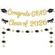 thumbnail image 1 of Yanonmyfd Black and Red Congrats Grad Banner,Class of 2026 Banner and Graduation Caps Garland,Glitter Red Graduation Decorations Banner,Pre-Strung Graduation Banner for Graduation Decorations 2026, 1 of 18