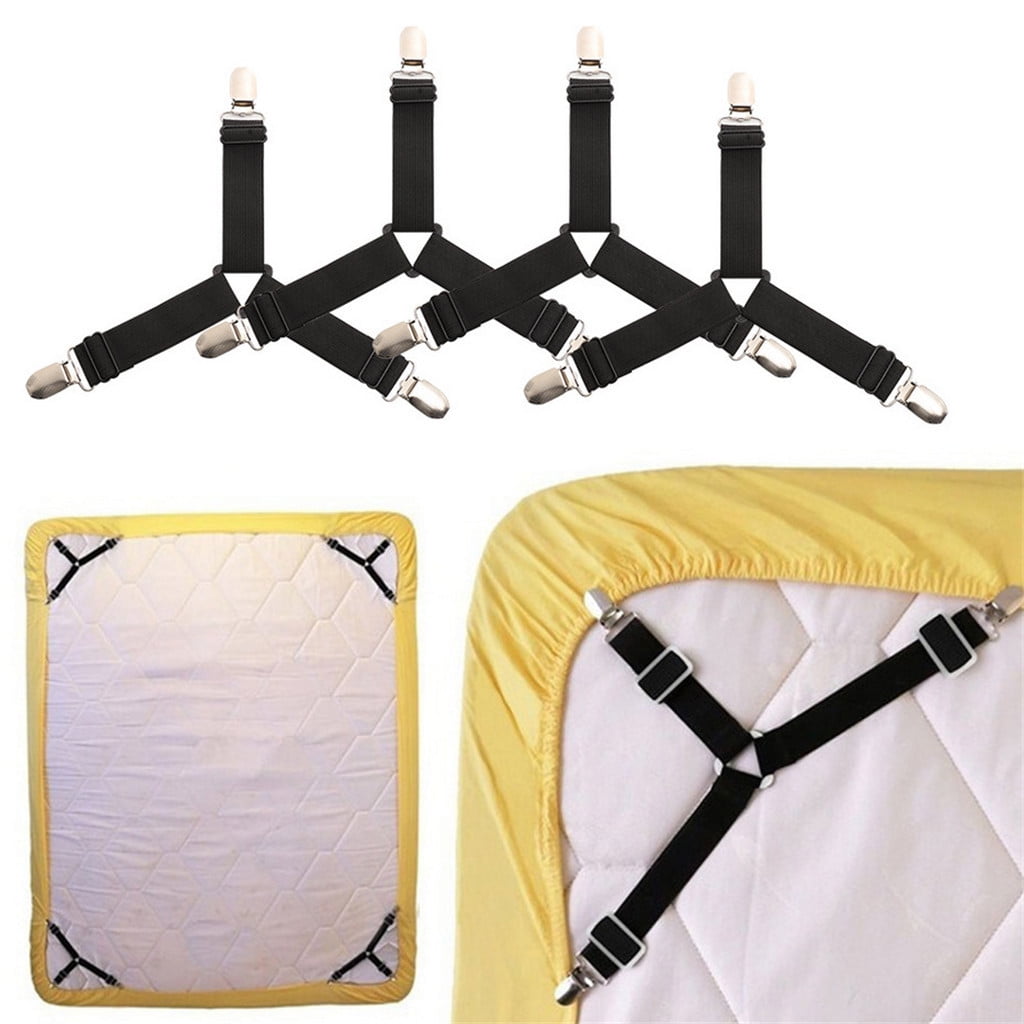 4pcs Adjustable Bed Sheet Corner Holder Elastic Straps Fasteners Clip TCGR 