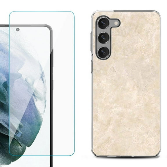 Shockproof Fashion Phone Case for Samsung Galaxy S23 5G, by OneToughShield ® - Marble / Latte