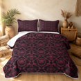 thumbnail image 2 of Erosebridal Retro Damask Quilt Full, Baroque Floral Full Bedspread Sets, Black Hot Pink 3pcs, 1 Coverlet and 2 Pillowcases, 2 of 7
