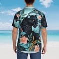 thumbnail image 4 of Susaid Black Panther Floral Illustration Print Short Sleeve Shirts Button Down Casual Shirts Summer Beach Aloha Button Down Short Sleeve for Men ,Medium, 4 of 7
